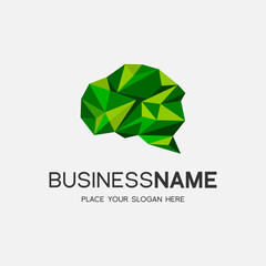 Wall Mural - Brain logo with polygon style. Idea concept and thinking vector. This log is suitable for thinking, business, creativity, brainstorm.