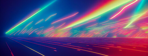 Wall Mural - abstract rainbow street traffic background, generative ai Illustration