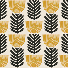 Trendy vintage minimalist seamless botanical pattern background