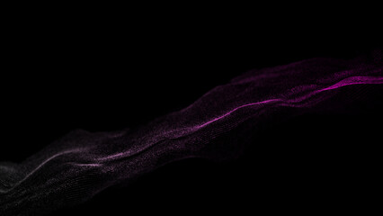 Wall Mural - textured wave of particles. visualization of technological connections. molecular connection of part
