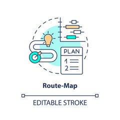 Wall Mural - route map concept icon. create business strategy. project planning benefit abstract idea thin line i