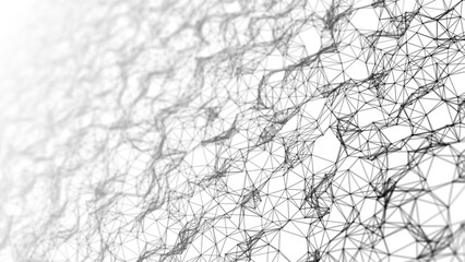 Wall Mural - wave of particles on a white background. abstract interlaced lines and dots. digital connection of e