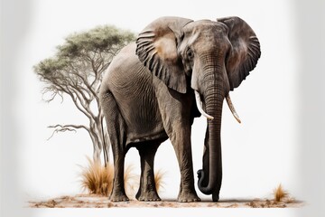 Wall Mural - Animal - shaped picture of the forest - transparent background	elephant