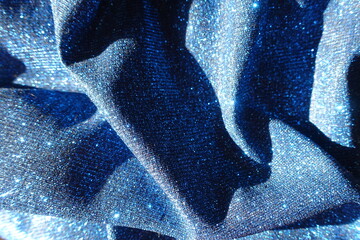 Wall Mural - Crumpled thin shiny electric blue lurex fabric
