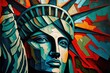 canvas print picture - new york city statue of liberty painted by Picasso illustration generative ai