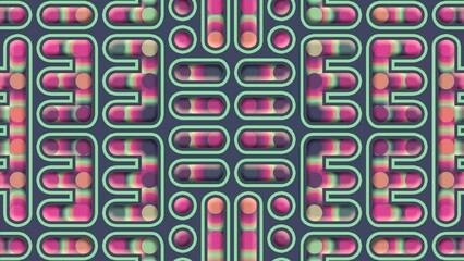 Fototapete - Abstract cartoon maze with moving rainbow neon gradient. Creative concept design. 3d rendering digital animation background. 4K, Ultra HD resolution