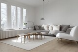 Fototapeta  - Luxury scandinavian living room interior 