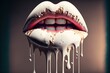 white dripping from woman's lips. Generative AI