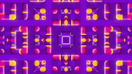 Fototapete - Cartoon symmetrical geometric pattern. 3d rendering digital animation 4K UHD