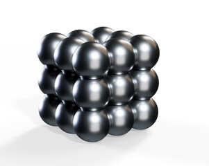 Ball of white spheres abstract 3D render