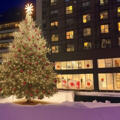 Wall Mural - christmas tree in the city