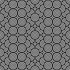 Wall Mural - Vector abstract seamless pattern.Modern geometric background.Repeated monochrome pattern with concentric circles background ornament of striped concentric circles.Monochrome background with diagonal.