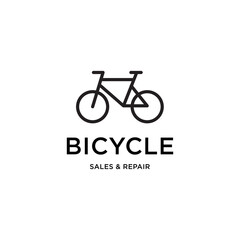 Wall Mural - Bicycle shop logo design vector image, line style logo 