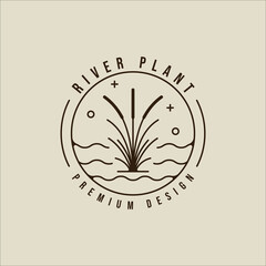 Wall Mural - river plant reed logo line art vector simple illustration template icon graphic design. cattails gra