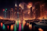 Fototapeta Nowy Jork - New year's fireworks in Dubai, generative ai	