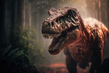 Tyrannosaur Rex In The Jungle, Created With Generative Ai Technology