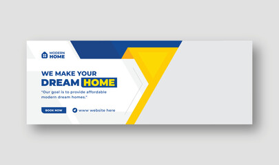 Wall Mural - home for sale real estate facebook cover and web banner template, social media post for real estate 