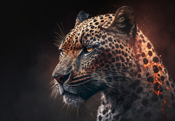 Wall Mural - Portrait of a Leopard digital art,illustration,Design,vector,art