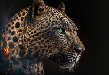 Wall Mural - Portrait of a Leopard digital art,illustration,Design,vector,art