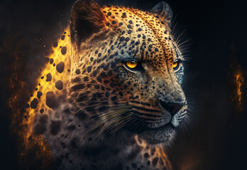 Wall Mural - Portrait of a Leopard digital art,illustration,Design,vector,art