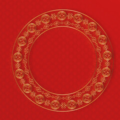 Wall Mural - Traditional chinese round pattern frame. Oriental, japanese circle.