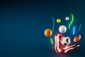 Wall Mural - 3d football object design. realistic rendering. abstract futuristic background. 3d illustration. motion geometry concept. sport competition graphic. tournament game bet content. soccer ball element.