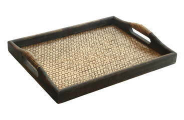Wall Mural - Vintage serving tray (with clipping path) isolated on white background
