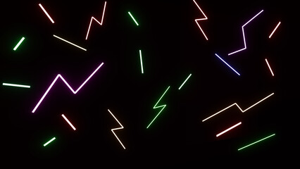 Wall Mural - neon geometric glow on black background