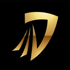 Golden Letter D Symbol on a Black Background - Icon 2