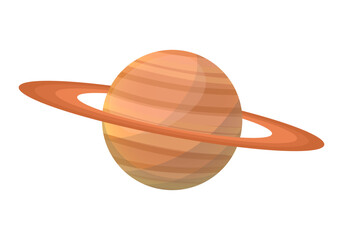 Wall Mural - Saturn planet with Rings. Collection Planets of solar system. Cartoon style vector illustration isolated on white background.
