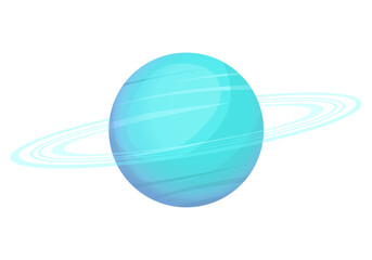 Wall Mural - Uranus blue green planet. Planet of solar system. Cartoon style vector illustration isolated on white background. 