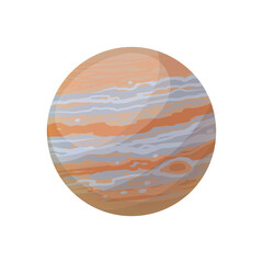 Wall Mural - Jupiter planet. Collection of Planets of solar system. Cartoon style vector illustration isolated on white background. 
