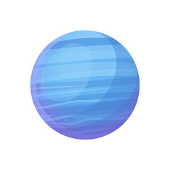 Wall Mural - Neptune blue planet. Planet of solar system. Cartoon style vector illustration isolated on white background. 