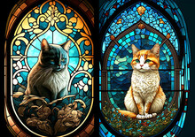 ステンドグラスの猫 無料画像 - Public Domain Pictures