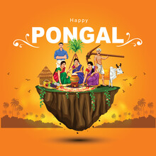 New Illustration Of Happy Pongal Holiday Harvest Festival Of Tamil Nadu. Vector Background Design