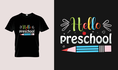 hello preschool t shirt Design, Unique And Colorful 100 days School T-Shirt Design, Happy 100th day of school. Congratulatory lettering for the celebration of the hundredth day of the student.