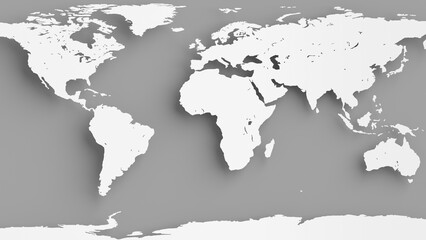  3d representation of the earth cylindrical projection rotation, minimalist world loop that can be used to represent north america, globalization, the earth day or global positioning system