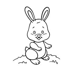 Wall Mural - Cute cartoon bunny. Coloring page. Funny rabbit. Vector black and white Easter illustration.