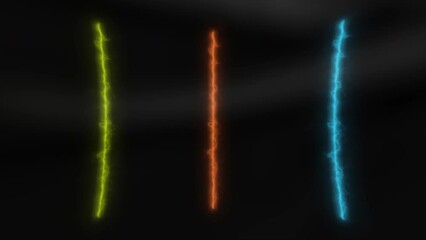 Wall Mural - black background made in computer graphics. motion. red green and blue neon lines that start to burn
