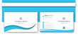© Rihad - Luxury view with rectangle concept clean business card. Stylish blue wave business card vector design. Minimal and trendy business card print template design.