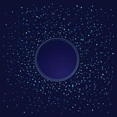 Poster - Blue backdrop with lines, circle and dots. Luxury frame with confetti for any background.
