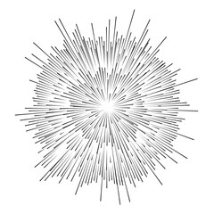 Aufkleber - Radial speed lines in circle for comic books. Fireworks explosion background. Starburst round logo. Circular design element. Abstract Geometric star rays.