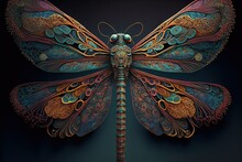  A Colorful Dragonfly With Intricate Wings And Intricate Patterns On Its Wings.