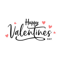 Wall Mural - Happy Valentines Day typography poster with handwritten calligraphy text