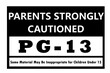 PG-13 sign. Symbol for content not intended for children under 13. SIgn of material that may be inappropriate for children under 13
