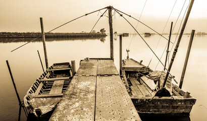 Canvas Print - typical small fishing boat in italy