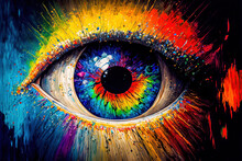 Auge Das Sehende Auge Optikus Retina Iris Ophthalmos Chorioidea Closeup Generative AI Digital Art Background Hintergrund Illustration Cover Kunst