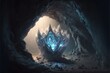A beautiful fantasy environment of a mystical cavern with magical crystals.