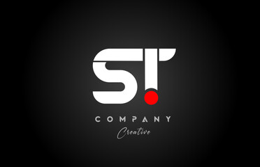 Poster - red white alphabet letter ST S T combination for company logo. Suitable as logotype