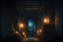 Creepy Interior Of An Abandoned Building Background, Concept Art, Digital Illustration, Haunted House, Scary Interior
